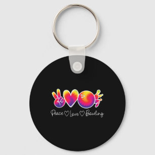 Porte-clés Peace Love Bowling Lover Cravate teinture Retro Bo