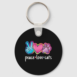 Porte-clés Peace Love Chats Cute Chat Kitten Lover Chat Paw
