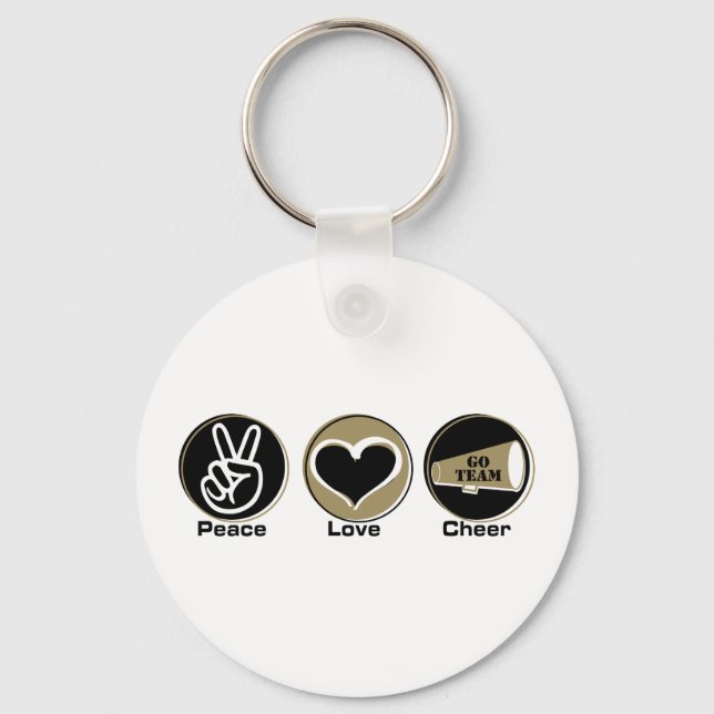 Porte-clés Peace Love Cheer Black/Gold (Recto)