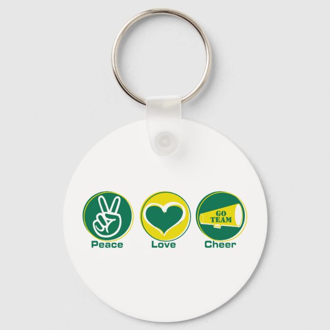 Porte-clés Peace Love Cheer Green/Yellow (Recto)