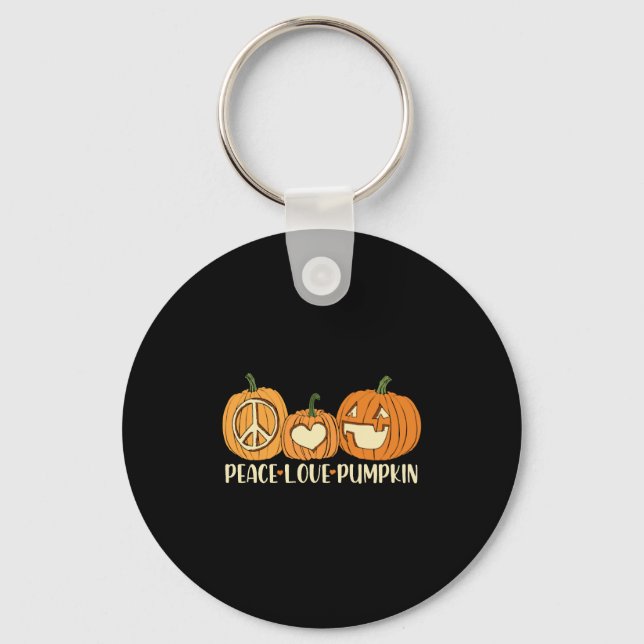 Porte-clés Peace Love Citrouille Halloween (Recto)