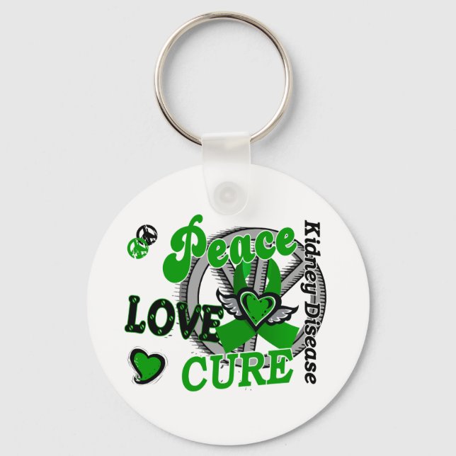 Porte-clés Peace Love Cure 2 Maladie rénale (Recto)