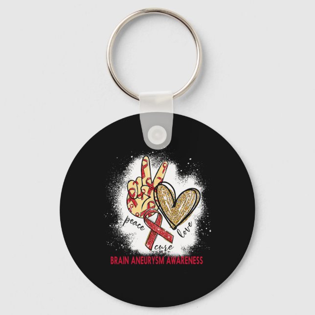 Porte-clés Peace Love Cure Bleached Cerveau Aneurysme Sensibi (Recto)