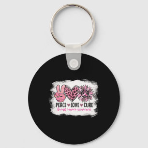 Porte-clés Peace Love Cure Braille Cancer Awareness Pink Ribb