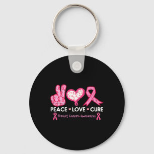 Porte-clés Peace Love Cure Cancer du sein Lutte Surv