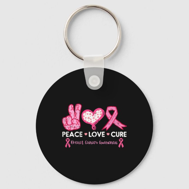 Porte-clés Peace Love Cure Cancer du sein Lutte Surv (Recto)