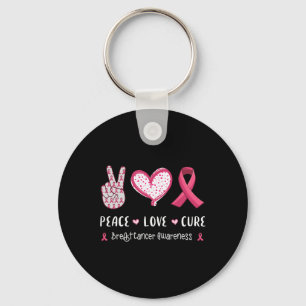 Porte-clés Peace Love Cure Cancer du sein Sensibilisation Fem