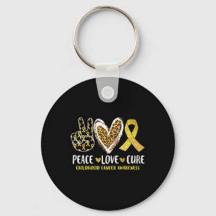 Porte-clés Peace Love Cure Chilhood Cancer Awareness Leopart