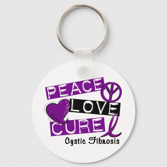 PORTE-CLÉS PEACE LOVE CURE CYSTIC FIBROSIS (Recto)