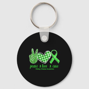 Porte-clés Peace Love Cure Green Ribbon Chercheur de maladie