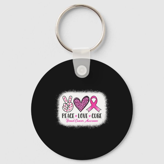 Porte-clés Peace Love Cure Leopard Sensibilisation au cancer  (Recto)