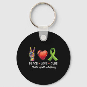 Porte-clés Peace Love Cure Mental Health Awareness Hommes Fem