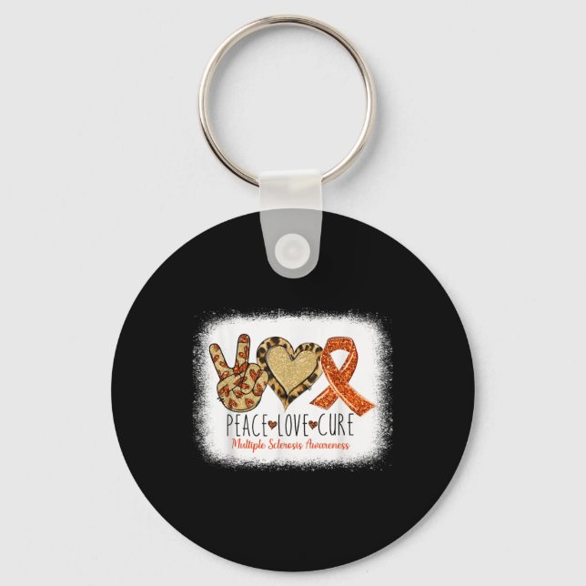 Porte-clés Peace Love Cure Multiple Sclerosis Sensibilisation (Recto)