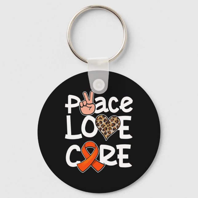Porte-clés Peace Love Cure Orange Ribbon Sensibilisation à la (Recto)