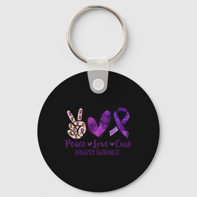 Porte-clés Peace love Cure Overdose Awareness Ruban (Recto)