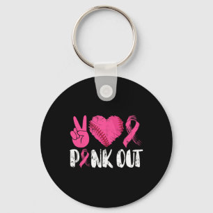 Porte-clés Peace Love Cure Pink Out Cancer du sein Bysebyll P