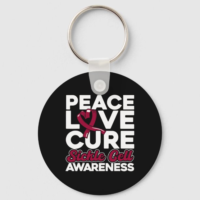 Porte-clés Peace Love Cure Sickle Cell Awareness 1 (Recto)