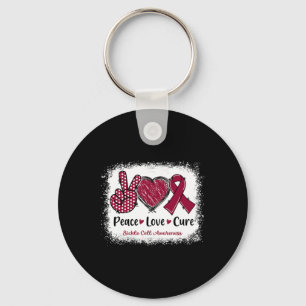 Porte-clés Peace Love Cure Sickle Cell Awareness Burgundy Rib