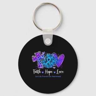 Porte-clés Peace Love Cure Turquoise Et Purple Sunflower Suic
