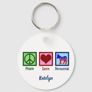 Porte-clés Peace Love Democrat Cute Personalized Political