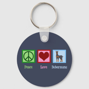 Porte-clés Peace Love Dobermans