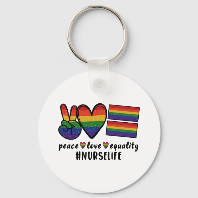 Porte-clés Peace Love Equality Nurse LGBT (Recto)