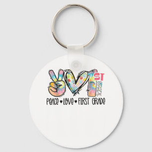 Porte-clés Peace Love First Grade Tie Dye Professeur _1
