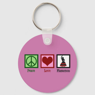 Porte-clés Peace Love Flamenco Danser Danseur rose