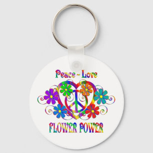 Porte-clés Peace Love Flower Power