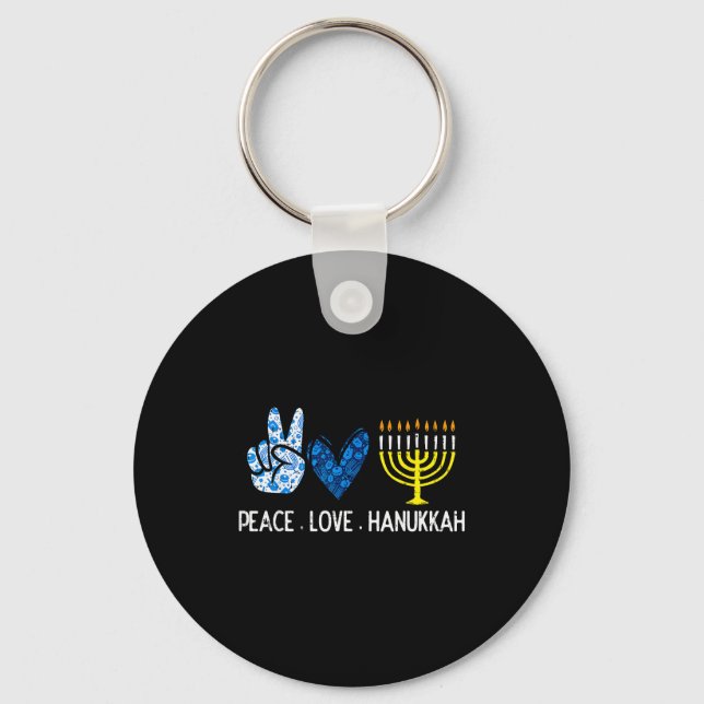 Porte-clés Peace Love Hanukkah Retro Chanukah Jewish Men Wome (Recto)