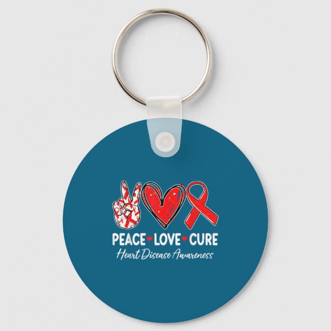 Porte-clés Peace Love Heart Health Heart Disease Awareness Ch (Recto)