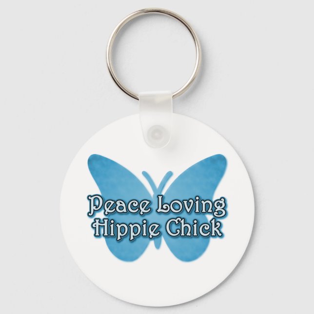 Porte-clés Peace Love Hippie Chick (Recto)
