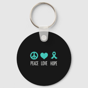 Porte-clés Peace Love Hope Cancer de l'ovaire Sensibilisation