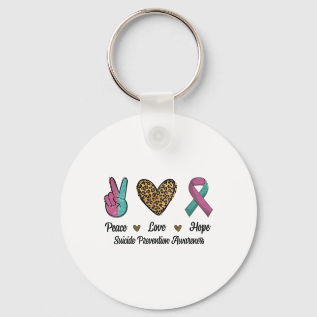 Porte-clés Peace Love Hope Suicide Prevention Awareness Comba (Recto)