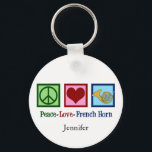 Porte-clés Peace Love Horn<br><div class="desc">Un joli cadeau de Noël pour un membre du groupe à l'orchestre. Peace Love French Horn.</div>