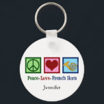 Porte-clés Peace Love Horn<br><div class="desc">Un joli cadeau de Noël pour un membre du groupe à l'orchestre. Peace Love French Horn.</div>