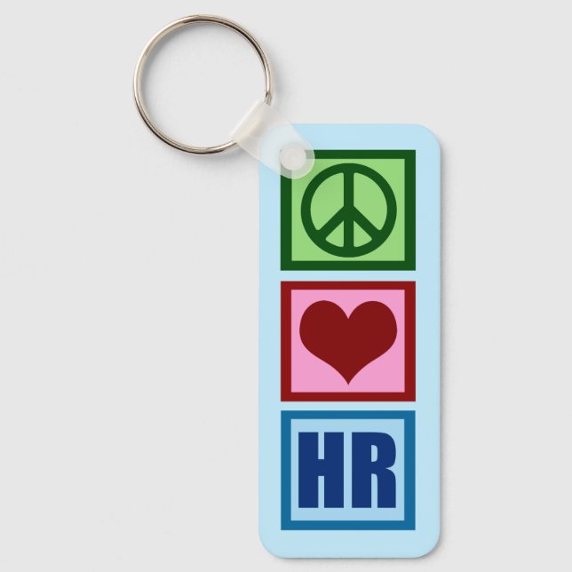 Porte-clés Peace Love HR Ressources humaines personnalisées B (Recto)