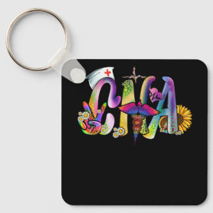 Porte-clés Peace Love Infirmière certifiée AIIC Infirmière L