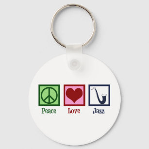 Porte-clés Peace Love Jazz Music Saxophone
