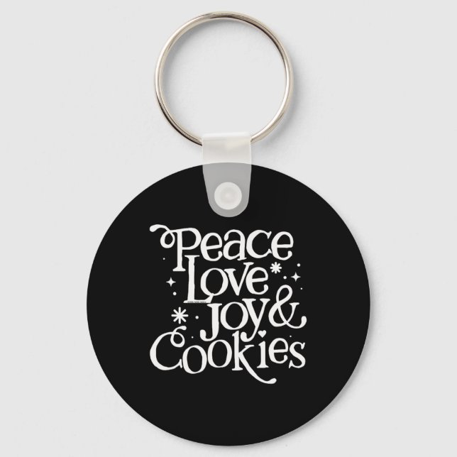 Porte-clés Peace Love Joy Et Cookies Noël (Recto)