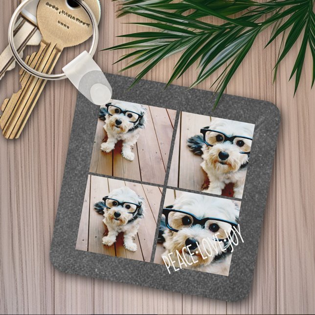 Porte-clés Peace Love Joy Holiday Chalkboard Photo Collage (Personalized keychain - Photo Collage)