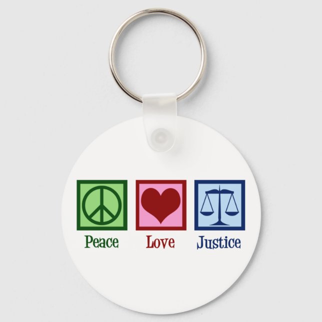Porte-clés Peace Love Justice Lawyer Legal Scales (Recto)