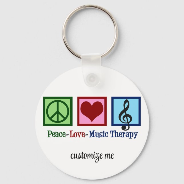 Porte-clés Peace Love Music Therapist Personnalisé (Recto)