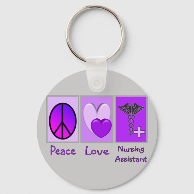 Porte-clés Peace Love Nursing Assistant (Recto)