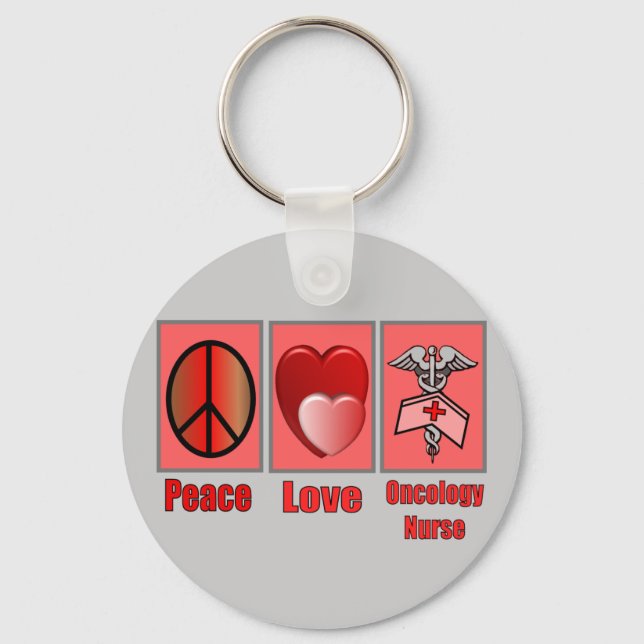 Porte-clés Peace Love ONCOLOGY Nurse (Recto)