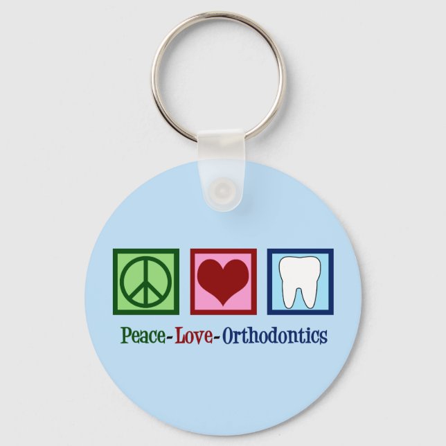 Porte-clés Peace Love Orthodontique Office Mignon Orthodontis (Recto)