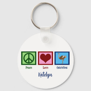 Porte-clés Peace Love Ostriches
