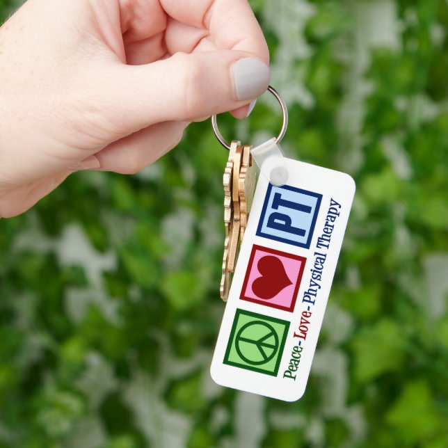 Porte-clés Peace Love Physique Therapy Cute Personnalisé PT (main)