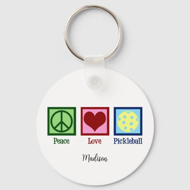Porte-clés Peace Love Pickleball Cute Personnalisé (Recto)