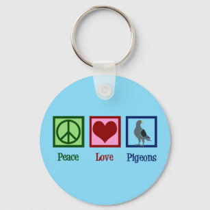 Porte-clés Peace Love Pigeons